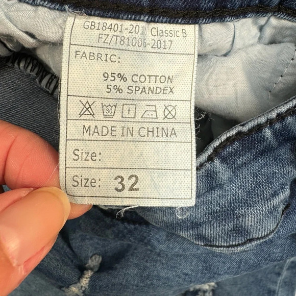 Straight Leg Camo Moto Jeans Mens Size 32 Medium Acid Blue Mid Rise - Picture 5 of 12